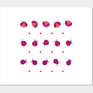 Purple cute ladybugs Posters and Art